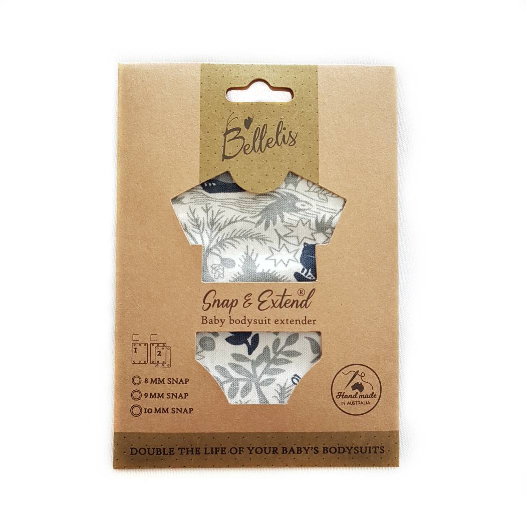 2x Snap & Extend® Bodysuit Extender - White and leaves (assorted button size)