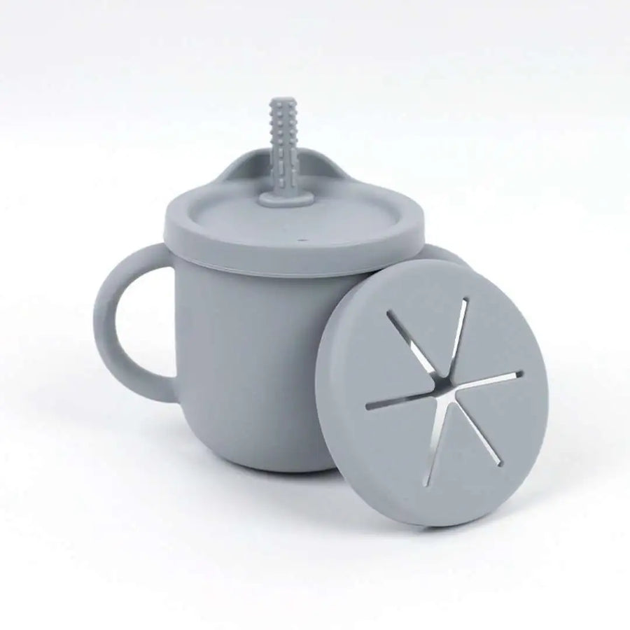 Silicone Sippy and Snack Cup - Grey