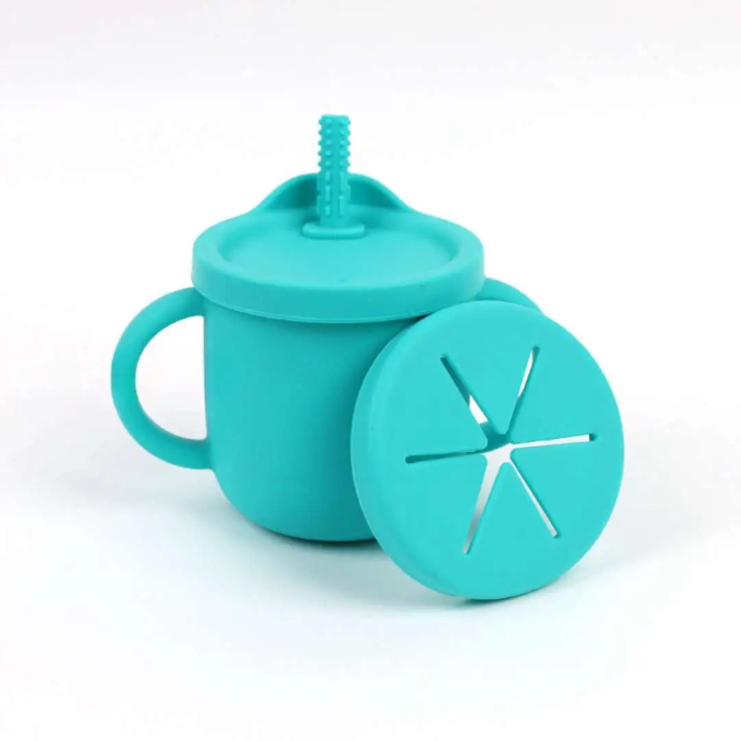 Silicone Sippy and Snack Cup - Teal