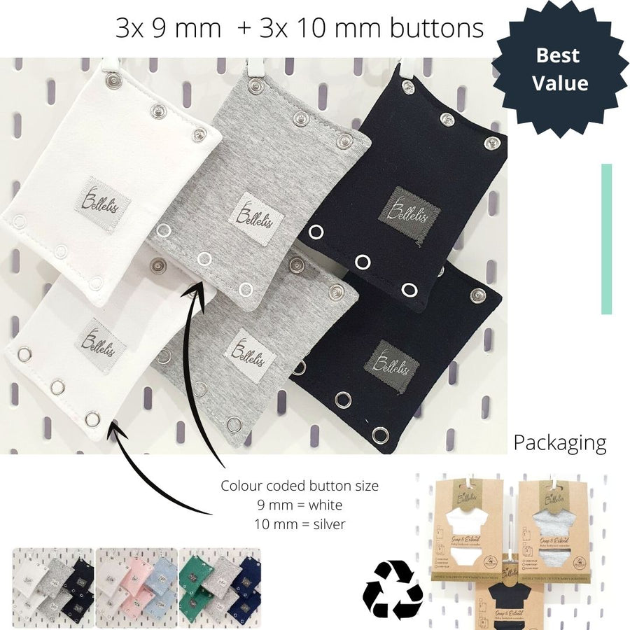 2 x Snap & Extend®Bodysuit Extender(assorted button size) PINK + WHITE –  Hip Dysplasia Clothing Australia